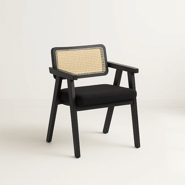 Sitial Acolchado Chandigarh Butaca Rattan - Negro 1