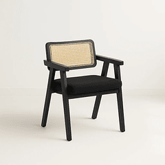 Sitial Acolchado Chandigarh Butaca Rattan - Negro