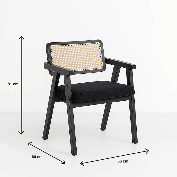 Sitial Acolchado Chandigarh Butaca Rattan - Negro 8