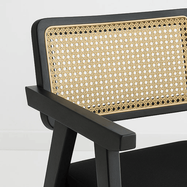 Sitial Acolchado Chandigarh Butaca Rattan - Negro 12