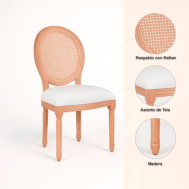 Silla de Comedor Madera Acolchada Luis XV 10