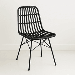 Silla de Comedor Terraza Rattan Grecia Color Negro