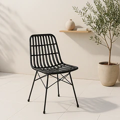 Silla de Comedor Terraza Rattan Grecia Color Negro