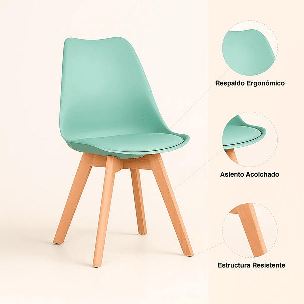 Silla Tulip Acolchada - Menta 9