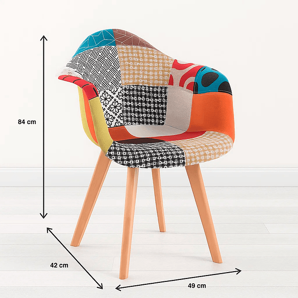 Butaca Sitial Patchwork Acolchado Wood - Naranjo 7