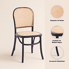 Silla de Comedor Hoffman o Lombardia Madera Rattan - Negra 9