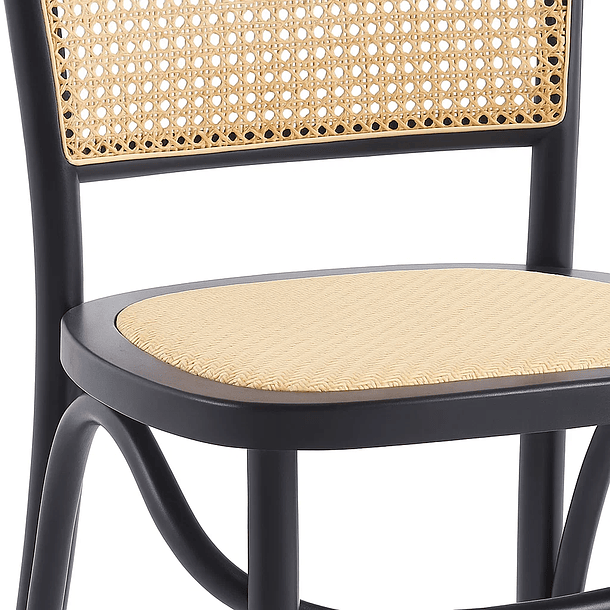 Silla de Comedor Hoffman o Lombardia Madera Rattan - Negra 11