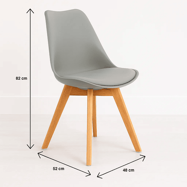 Silla Tulip Acolchada - Gris 7