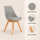 Silla Tulip Acolchada - Gris 9