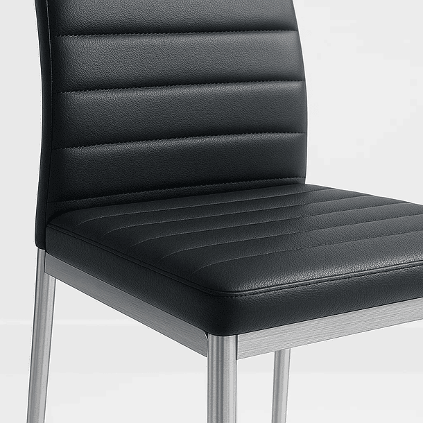 Silla Dining Acolchada Liana con patas cromadas - Negra 10