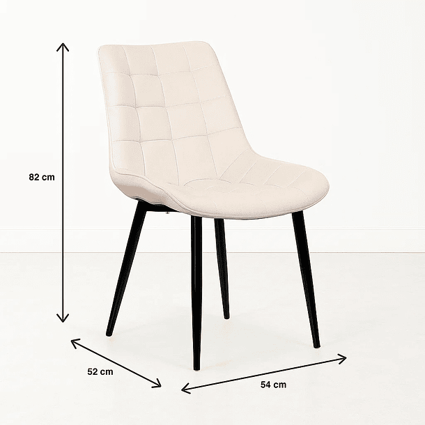 Silla de Comedor Macron Acolchada Terciopelo - Beige 6