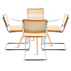 Comedor Mesa Eames 80cm redonda vidrio + 4 Sillas Breuer Madera 1