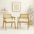 Pack de 2 Sitiales Acolchado Chandigarh Butaca Rattan - Madera 3