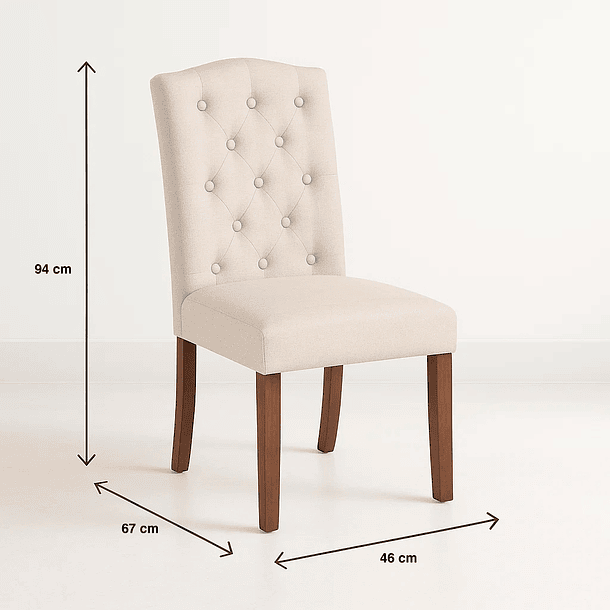 Pack de 2 Sillas de Comedor Acolchada Madera Elegance 4