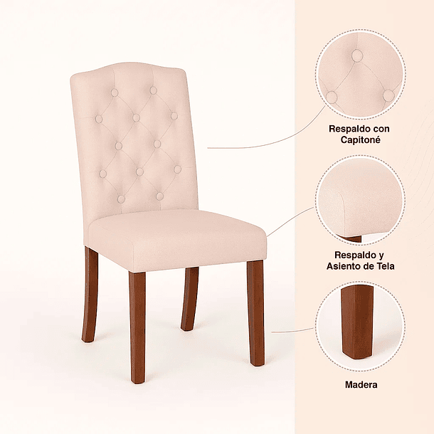 Pack de 2 Sillas de Comedor Acolchada Madera Elegance 5