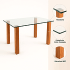 Comedor Mesa de Vidrio Quadra 120x80 + 6 Silla de Acolchada Madera Elegance 7
