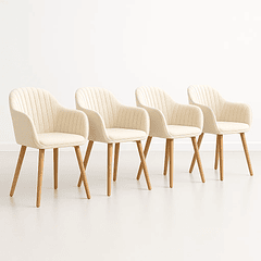 Pack de 4 Butacas Sitial Poltrona Diamante Terciopelo Acolchado - Beige