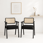 Pack de 2 Sitiales Acolchado Chandigarh Butaca Rattan - Negro 2