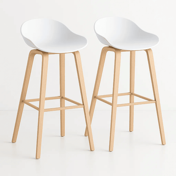 Pack de 2 Taburetes Piso Bar Nordic - Blanco 1