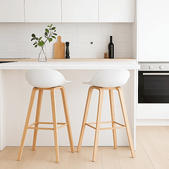 Pack de 2 Taburetes Piso Bar Nordic - Blanco