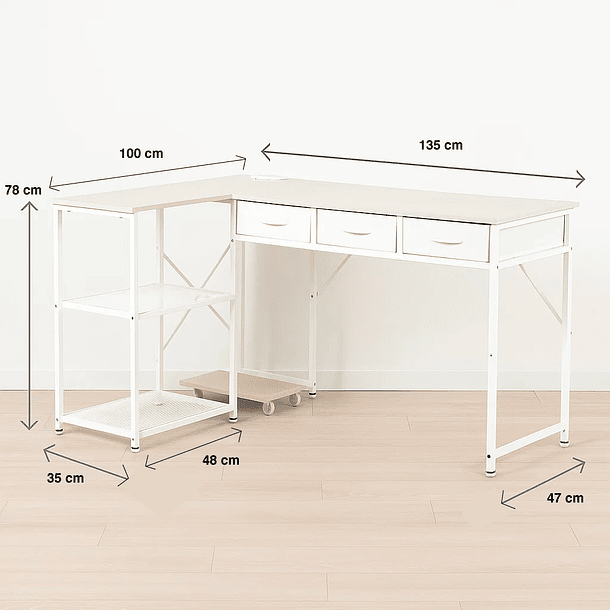 Escritorio Prisma en L - Blanco 4