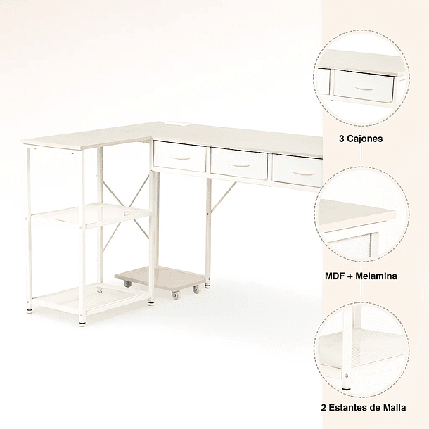 Escritorio Prisma en L - Blanco 5