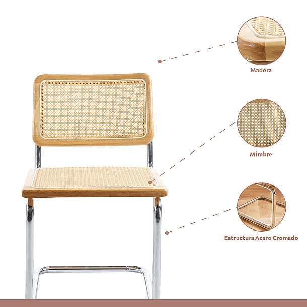 Comedor Mesa redonda de vidrio Cross 120cm + 5 Sillas Breuer madera 3