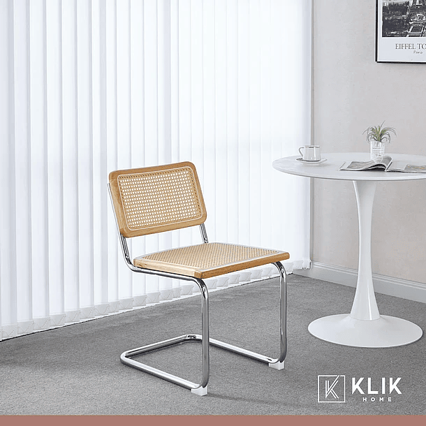 Comedor Mesa redonda de vidrio Cross 120cm + 5 Sillas Breuer madera 8