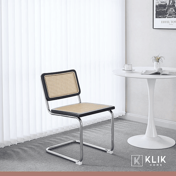 Comedor Mesa redonda de vidrio Cross 120cm + 5 Sillas Breuer madera - Negras 8