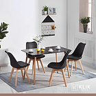 Comedor Mesa Rectangular Negra + 4 Sillas Tulip Negras 8