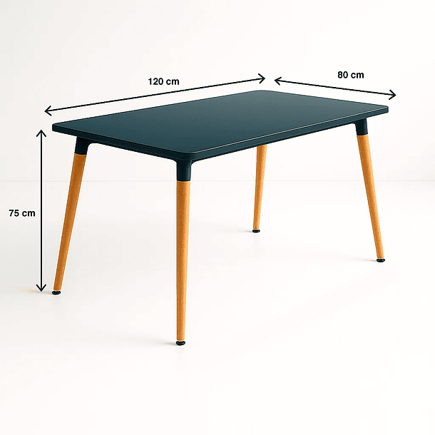 Mesa de Comedor 120x80 Rectangular - Negra 5