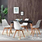 Comedor Mesa Rectangular Negra 120x80 + 4 Sillas Tulip Blancas 2
