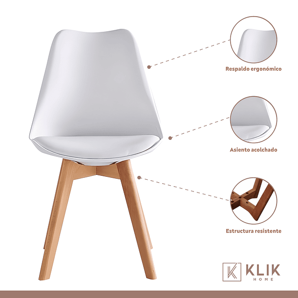 Comedor Mesa Rectangular Negra 120x80 + 4 Sillas Tulip Blancas 4