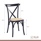 Comedor Mesa Color Madera y Metal Cross 140x90 + 6 Sillas Crossback Madera Rattan Negra 6