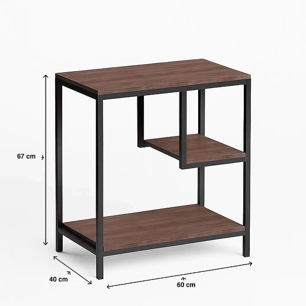 Mesa Auxiliar de 3 Niveles con Estantes Abiertos 4