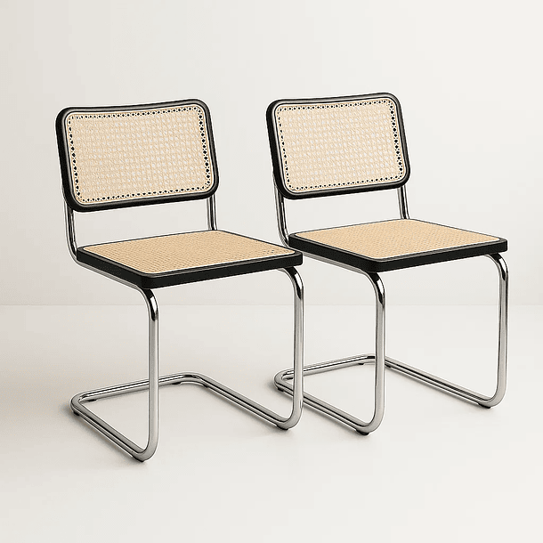 Pack de 2 Sillas Breuer Madera y Rattan - Negras 1