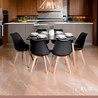 Comedor Mesa Rectangular Negra + 6 Sillas Tulip Negras 8