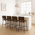 Pack de 4 Taburetes Altos Bronx Café Vintage con Patas Metálicas Negras 2