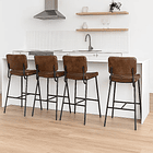 Pack de 4 Taburetes Altos Bronx Café Vintage con Patas Metálicas Negras 3