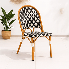 Silla de Jardín Parisina con Diseño Geométrico Trenzado