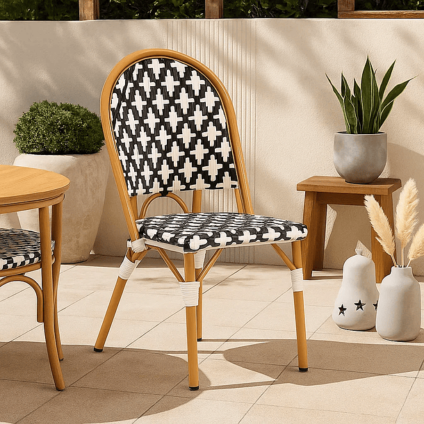 Silla de Jardín Parisina con Diseño Geométrico Trenzado 3