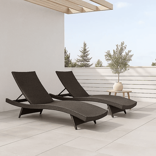 Pack de 2 Reposeras Moderna para Terraza o Piscina en Ratán 2