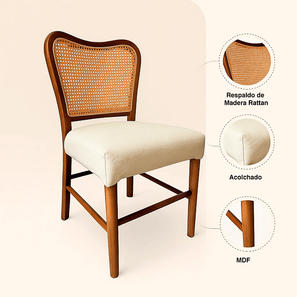 Silla Boho Chic con Respaldo Trenzado y Asiento Suave 5