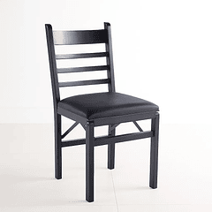 Silla Industrial Plegable con Marco Negro y Tapizado Sintético
