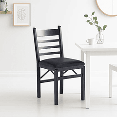 Silla Industrial Plegable con Marco Negro y Tapizado Sintético
