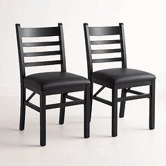 Pack de 2 Sillas Industrial Plegable con Marco Negro y Tapizado Sintético