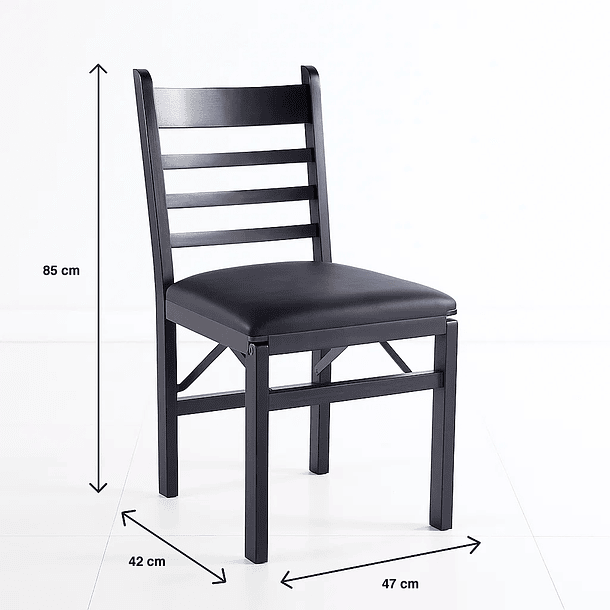 Pack de 2 Sillas Industrial Plegable con Marco Negro y Tapizado Sintético 4