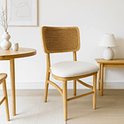 Silla de Estilo Natural con Respaldo Tejido y Asiento Acolchado 2