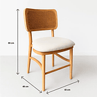 Silla de Estilo Natural con Respaldo Tejido y Asiento Acolchado 4