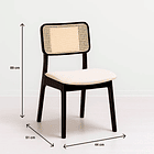 Silla de Comedor con Respaldo de Ratán y Asiento Tapizado - Beige 4